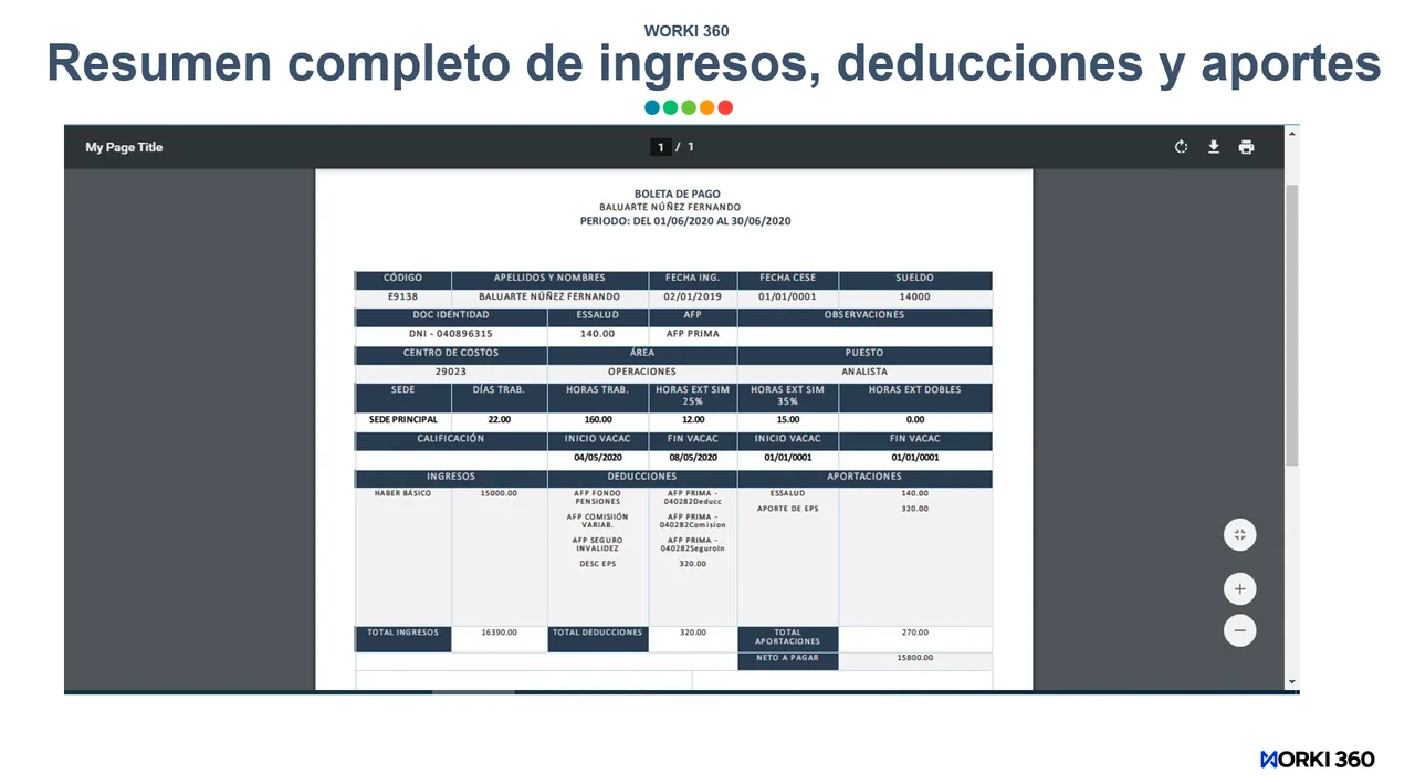 Gestion de boletas de pago para empresas en WORKI 360