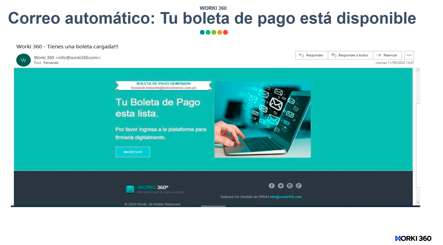 Gestion de boletas de pago para empresas en WORKI 360