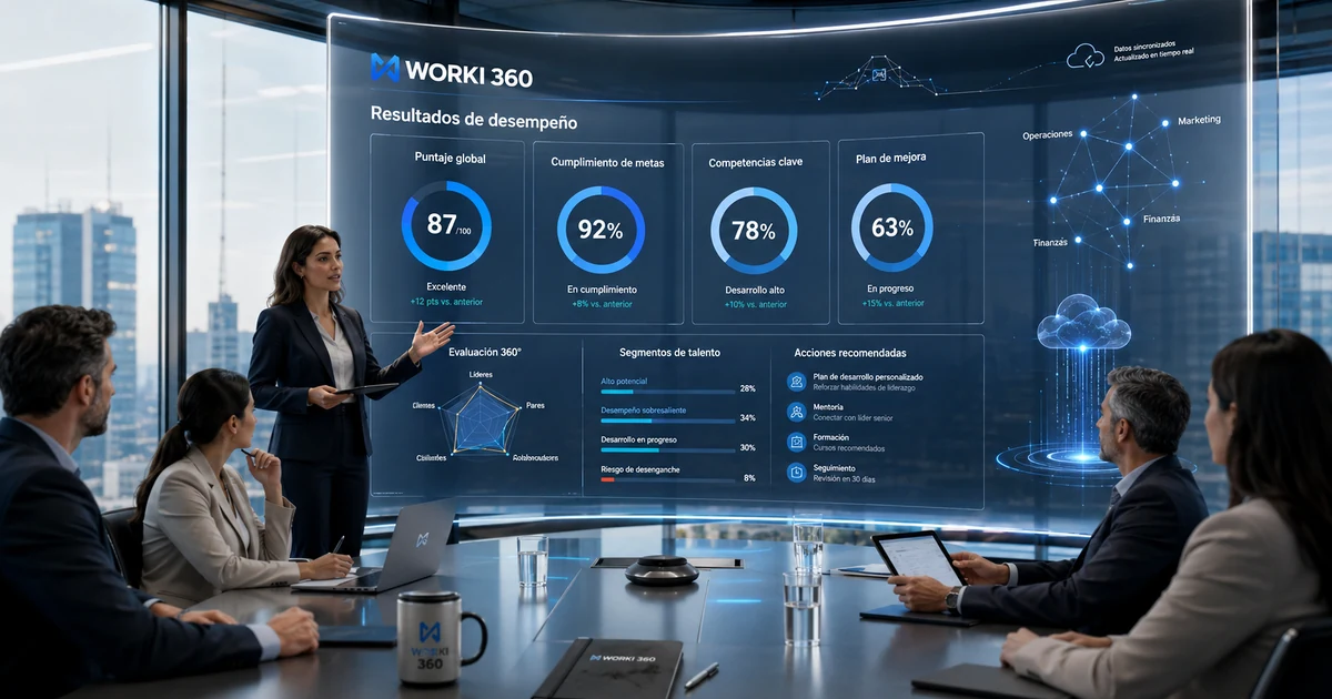 Gráficos de resultados: comparaciones históricas de evaluación de desempeño en Worki 360